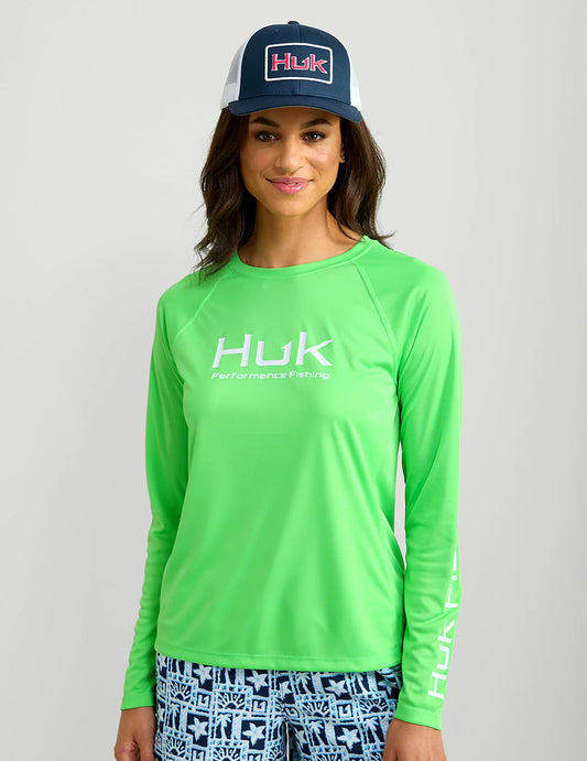 Huk Womens Pursuit Performance Crew in Summer Green