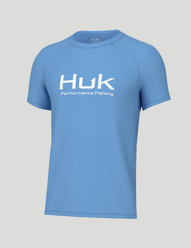 Huk Kids Pursuit Short Sleeve Performance Crew in Marolina Blue