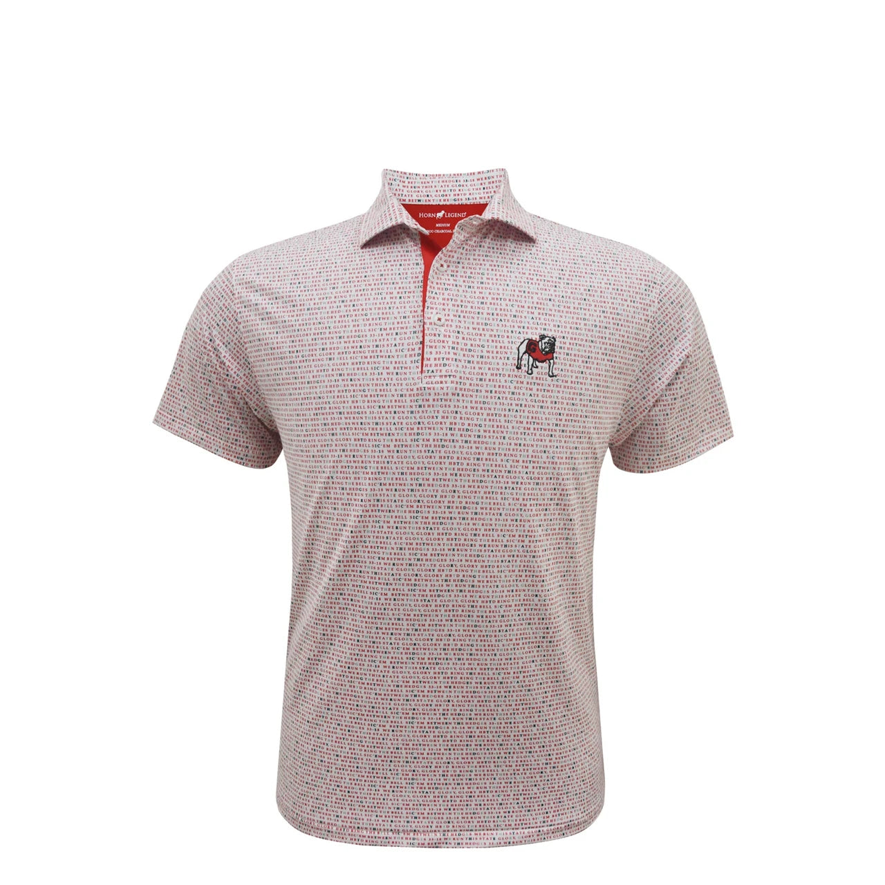 Horn Legend | Georgia Standing Bulldog White Wordmark Polo