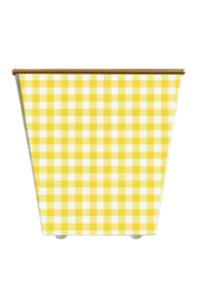 Whh Yellow Gingham Cachepot Candle in Blue Spa