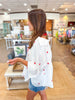 Caryn Lawn Abby Swing Top in White and Red
