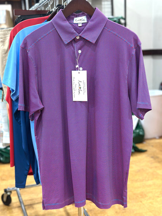 AutiLove Stripe Performance Polo in Blue & Red