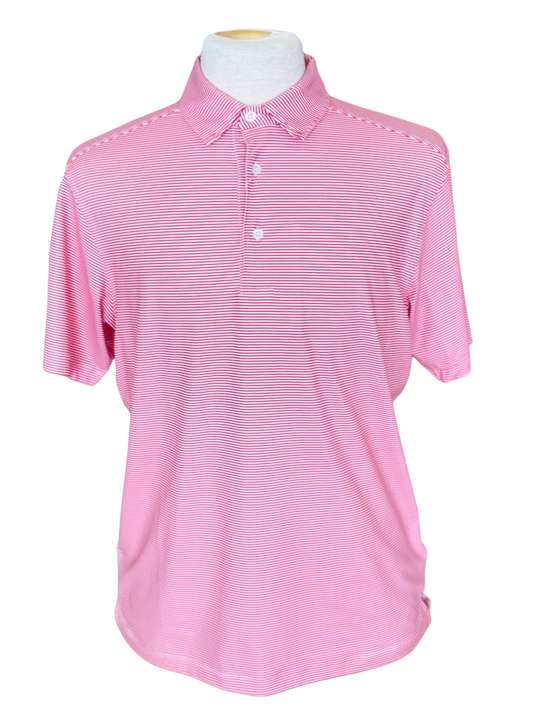 AutiLove Stripe Performance Polo in Red & White