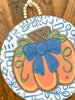 Blue Bow Pumpkin Circle Door Hanger