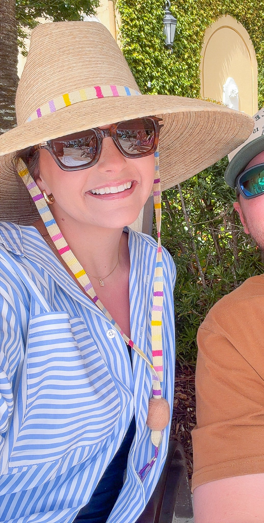 Sunshine Tienda | Natural Pool Hat with Pastel Stripe Hat Band