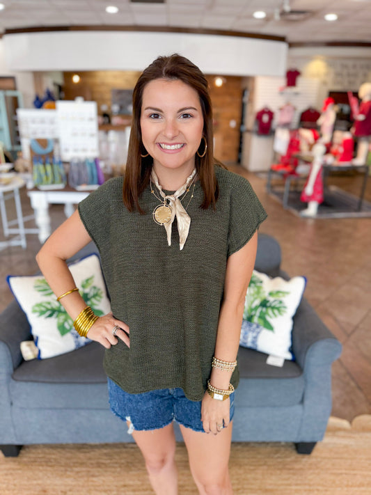 Simply Cozy Sweater Top in Olive