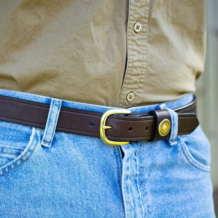 Over Under I Single Shot Leather Belt in Brown