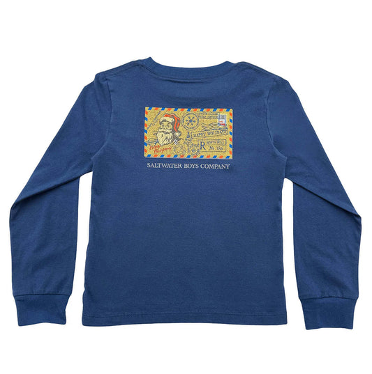 SBC Christmas Postcard Boys Graphic Tee LS Blue