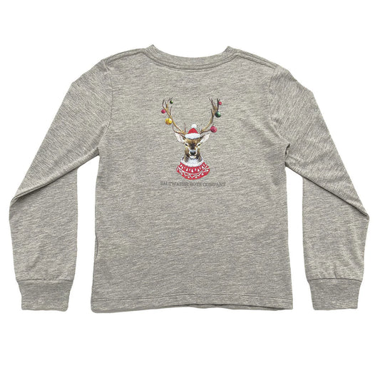 SBC Christmas Ornament Deer Boys Graphic Tee LS Grey