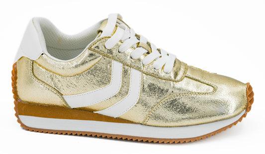 Corkys Kickoff Sneakers in Gold Crinkle Metallic