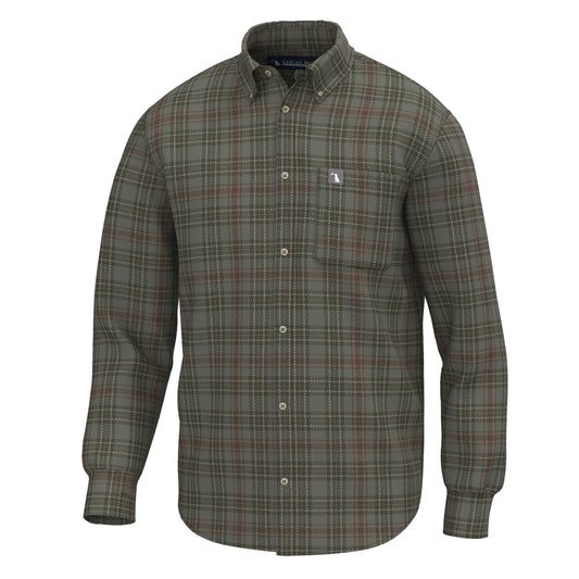 Local Boy | Cain Stretch Flannel in Moss Gray/ Dark Olive/ Dark Rust