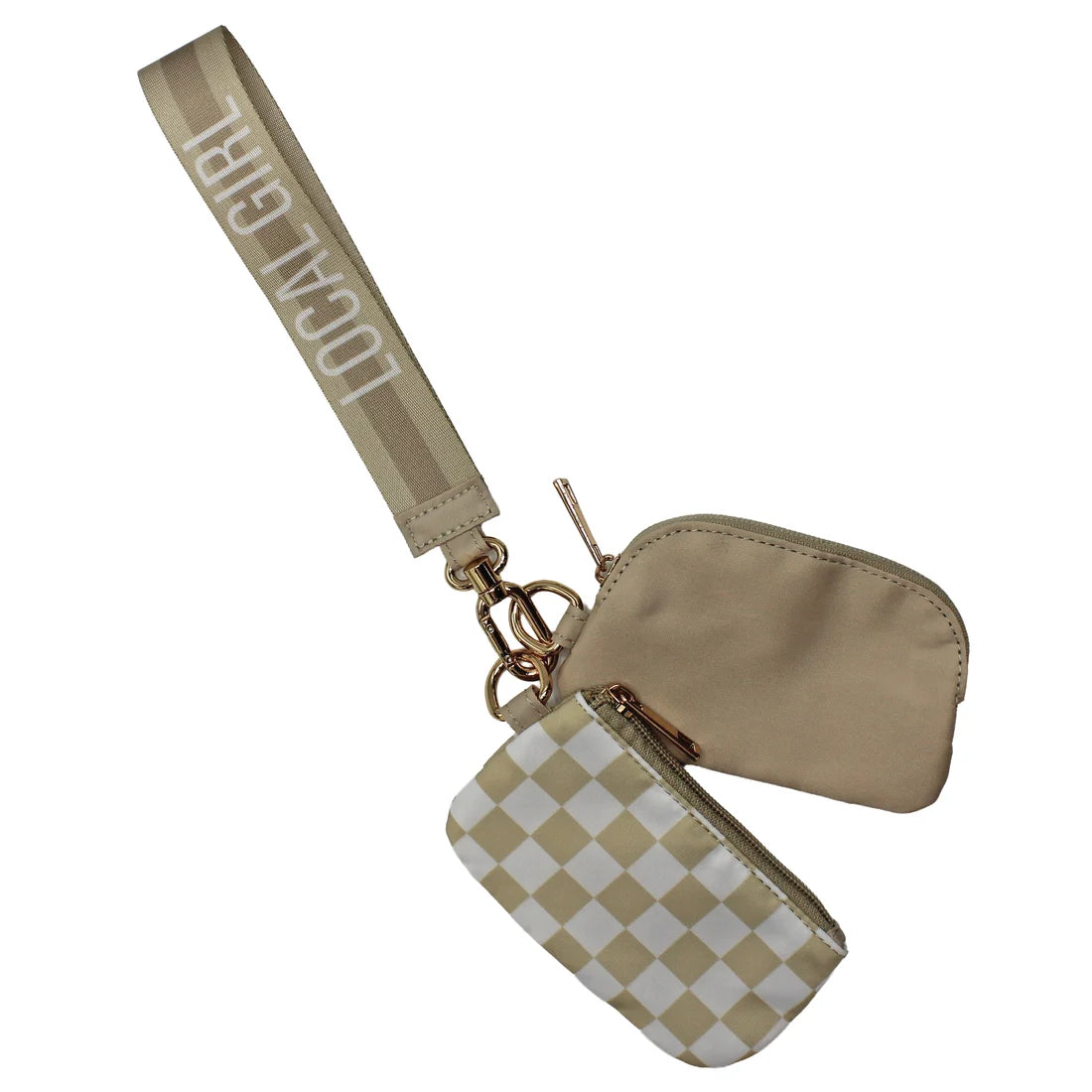 Local Girl | Dual Wristlet in Khaki Checker