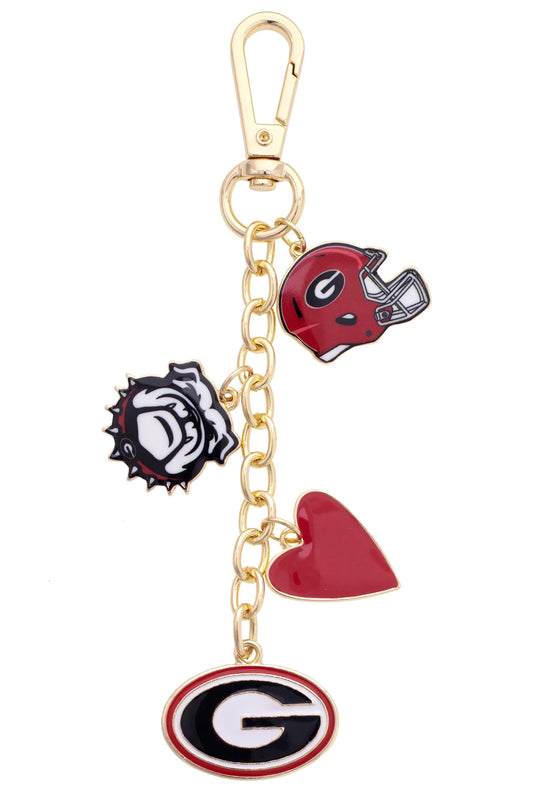 Georgia Bulldogs Heart Cluster Bag Charm