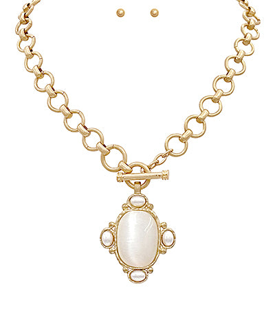 Tara Pearl and Gold Stone Necklace