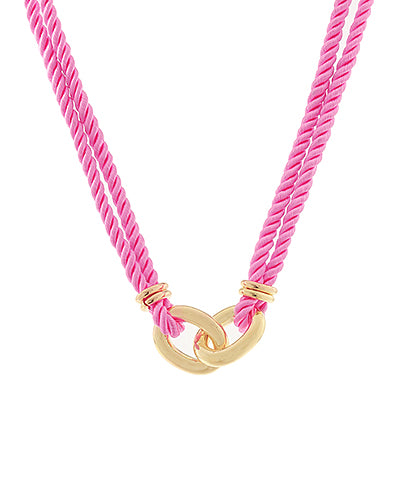 Anastasia Link Rope Necklace in Pink