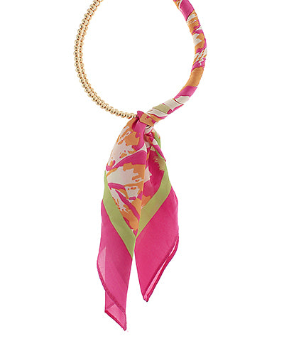 Pink and Green Scarf Collar Necklace