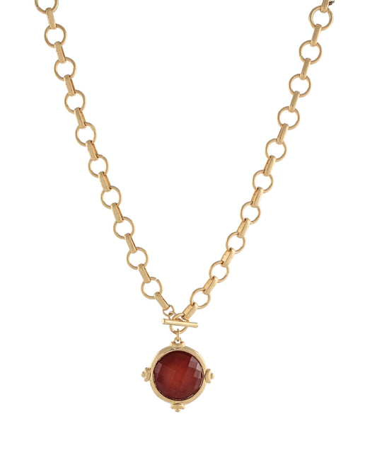 The Brooke Stone Necklace in Burgundy
