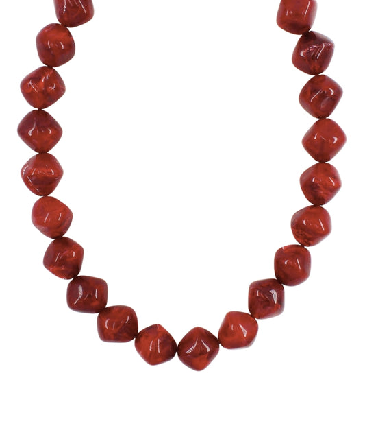 Pebble Beaded Necklace in Wine