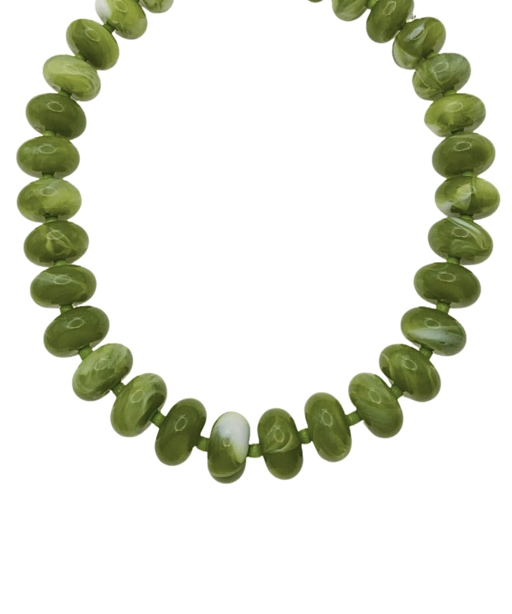 The Meredith Beaded Necklace in Olive