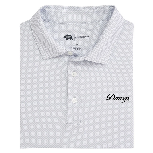 Onward Reserve | UGA Dawgs Vintage Script Scope Printed Performance Polo in Mirage Grey