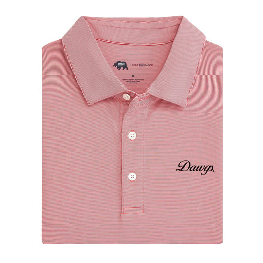Onward Reserve Dawgs Vintage Script Hairline Stripe Performance Polo in Red