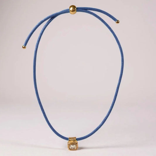 Leather Cord Necklace in Navy