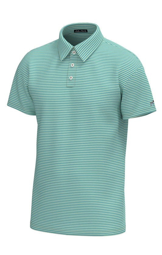 Southern Point | Youth Morgan Stripe Performance Polo in Coastal Water and Spring Green