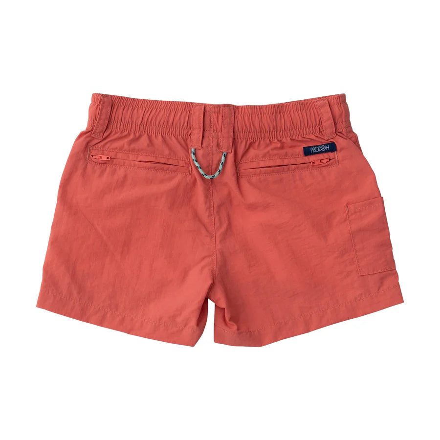 Prodoh Boys' Outrigger Performance Short in Spiced Coral