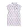 Prodoh Girls' Short Sleeve Pro Performance Polo Dress in American Flag Print on White