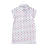 Prodoh Girls' Short Sleeve Pro Performance Polo Dress in American Flag Print on White