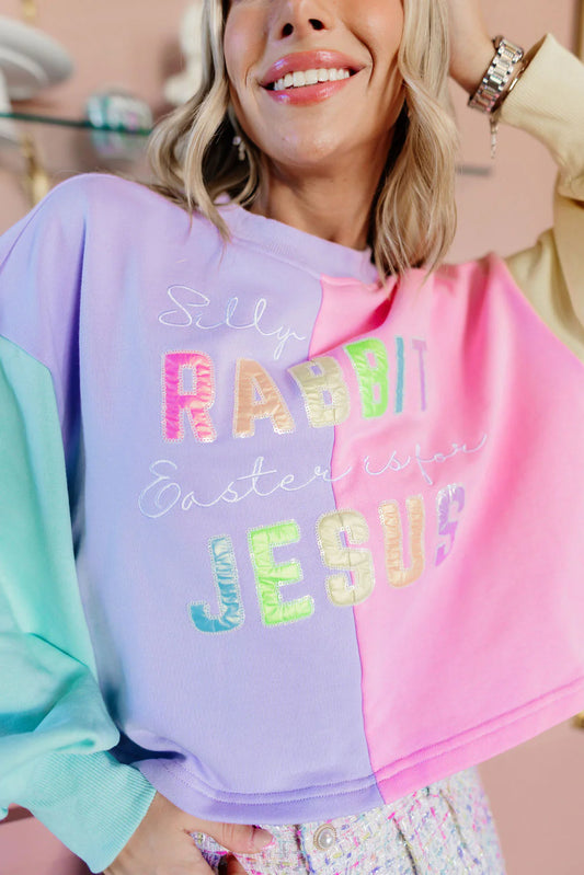 Brianna Cannon Easter is for Jesus Color Block Sweatshirt