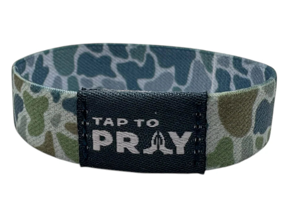 Tap to Pray Wristband - River Rock Camo Moss & Slate