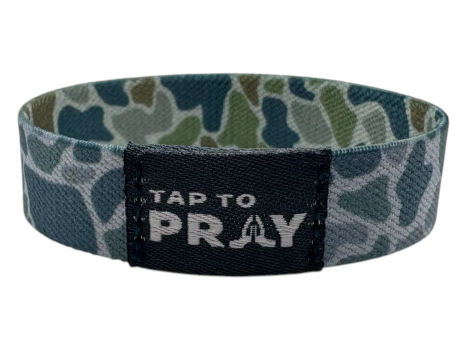 Tap to Pray Wristband - River Rock Camo Moss & Slate