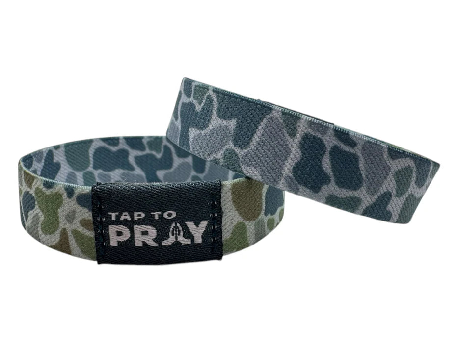 Tap to Pray Wristband - River Rock Camo Moss & Slate