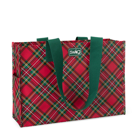 CHRISTMAS PLAID Large Reusable Gift Bag