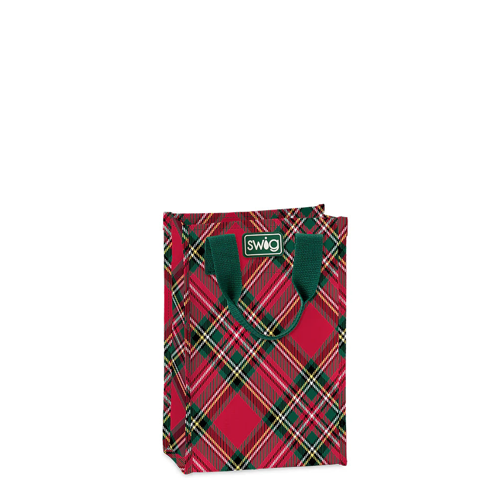 CHRISTMAS PLAID Tall Reusable Gift Bag