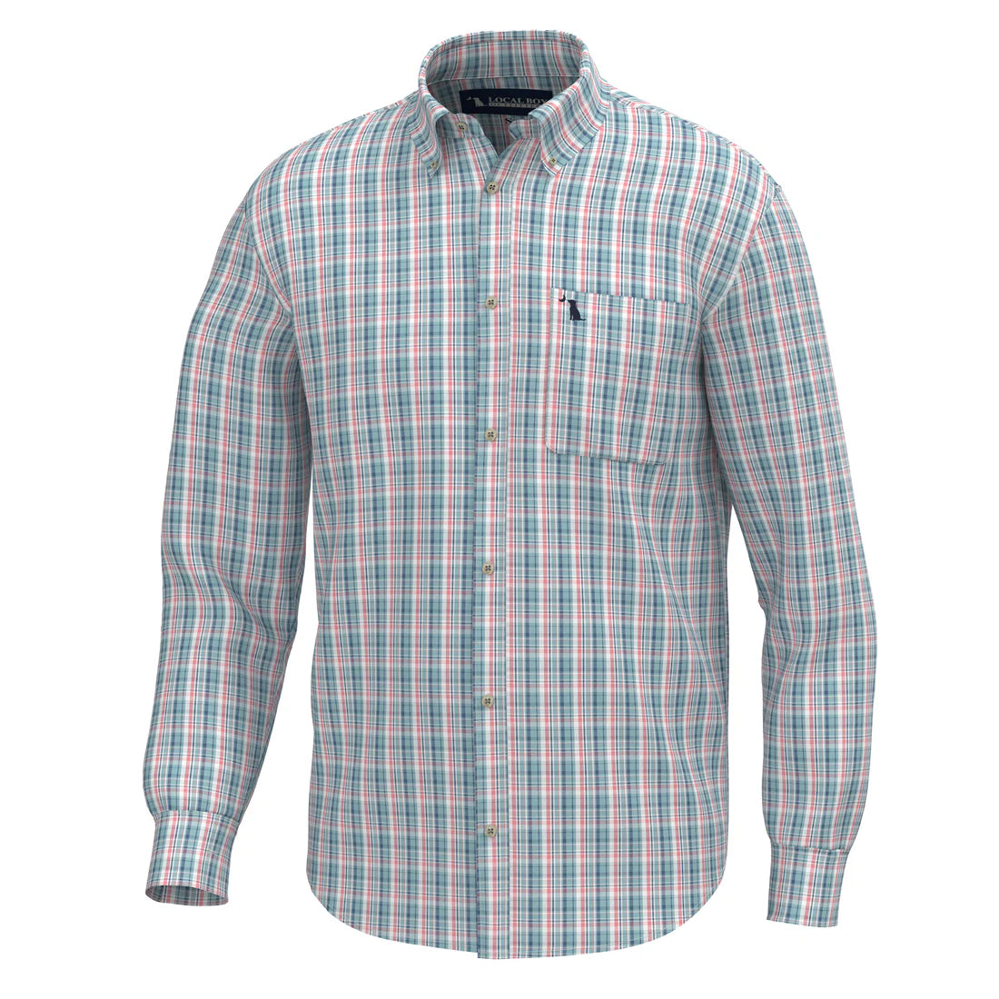 Local Boy | Lee Dress Shirt in Spearmint/Plum/Pink