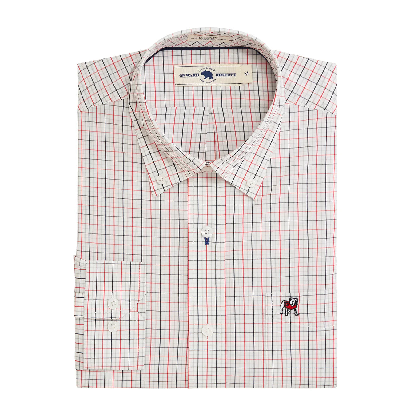 Onward Reserve Standing Bulldog Tattersall Classic Fit Quad Woven - Red