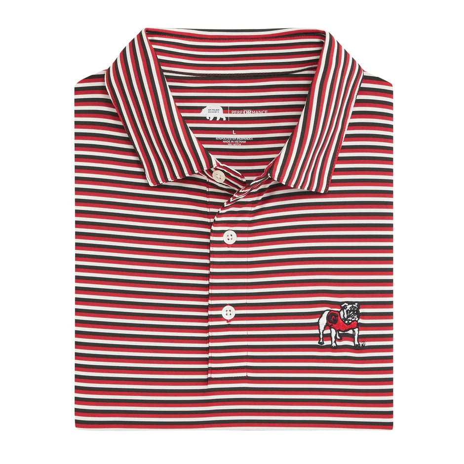 Onward Reserve | UGA Standing Bulldog Tri Stripe Performance Polo