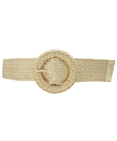 The Callie Woven Elastic Belt in Metallic Gold
