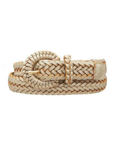 The Dawn Braided Faux Leather Belt in Gold