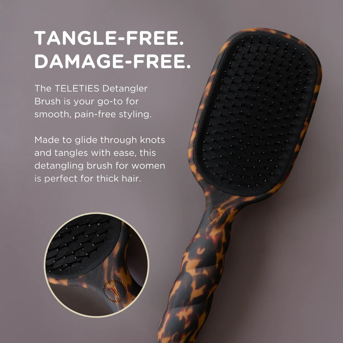 Teleties | Detangler Hair Brush for Thick Hair in Tortoise