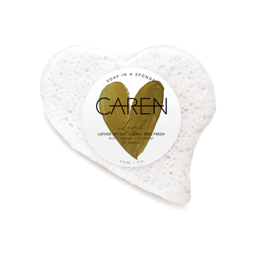 Caren Soap Sponge | Loved | White Heart