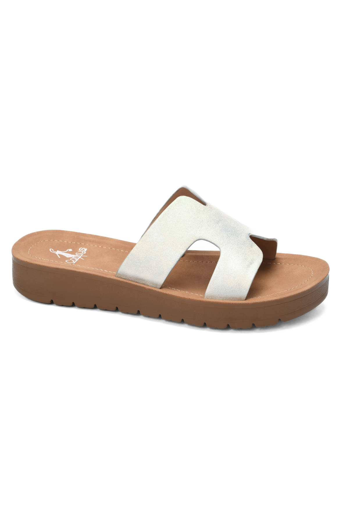 Hold Please Sandals in White Metallic