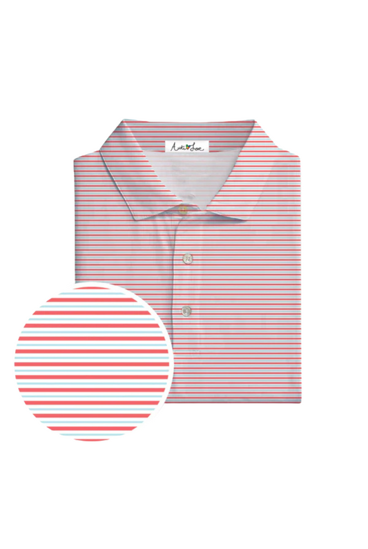 AutiLove Coral | Light Blue | White Stripe Polo