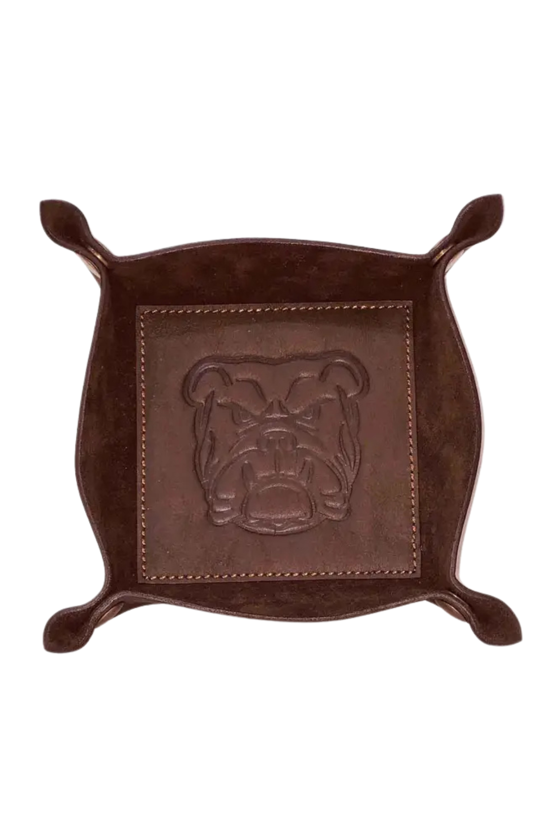 Bulldog Leather Embossed Valet Tray Dark Brown