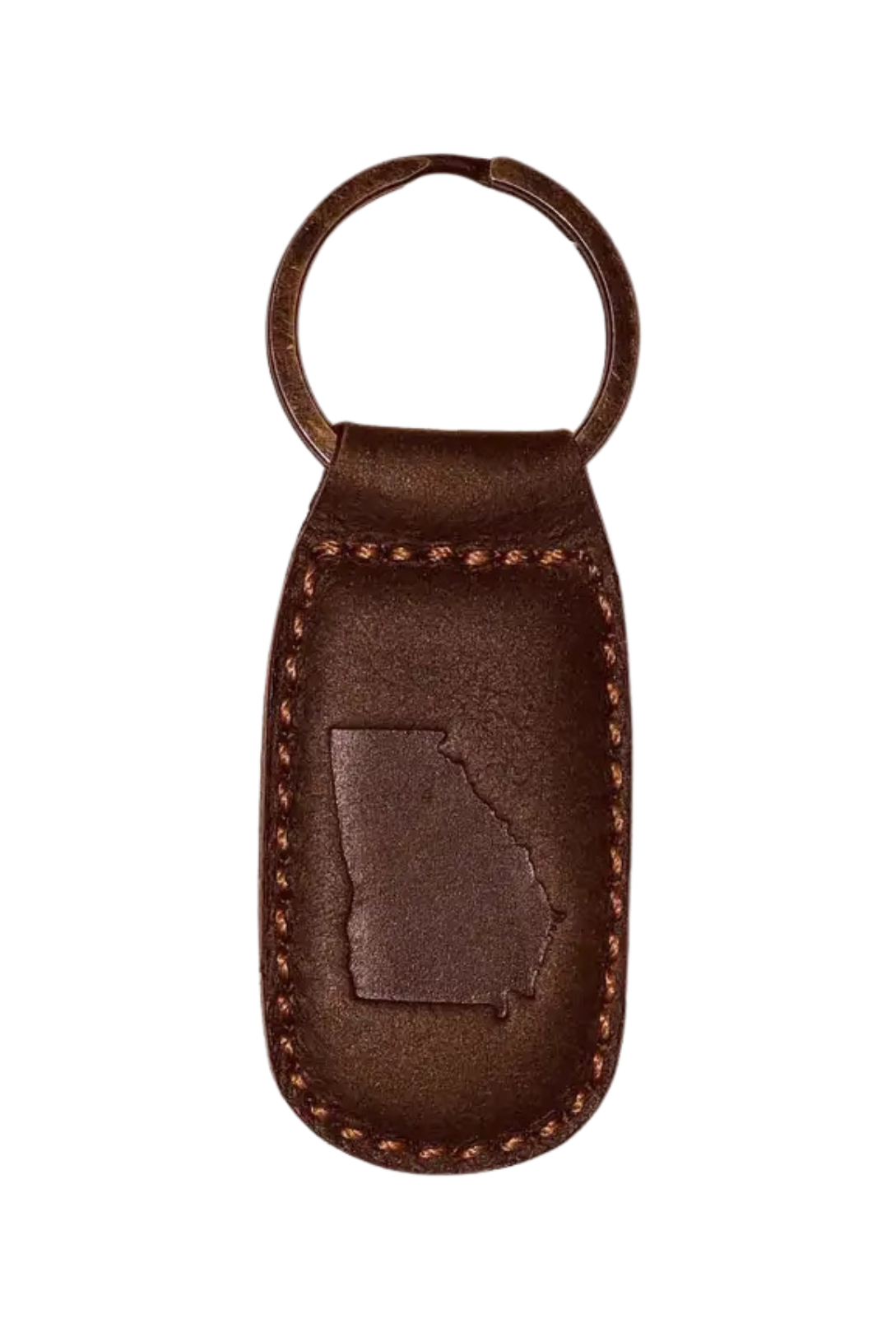 Georgia Leather Embossed Keychain Dark Brown
