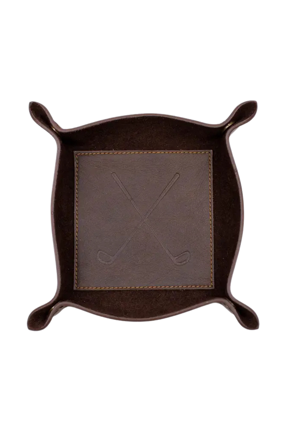 Golf Leather Embossed Valet Tray Dark Brown
