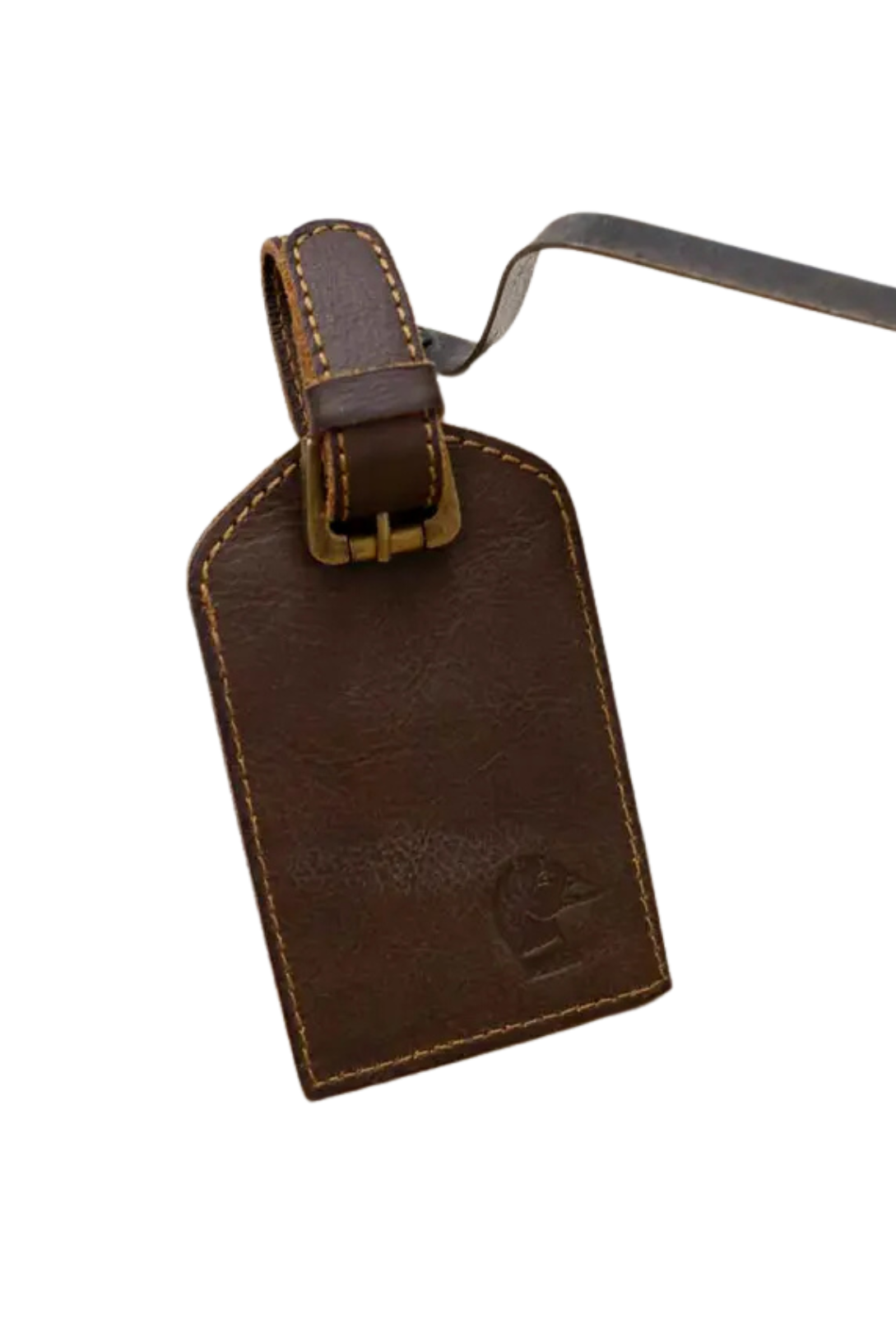 Duck Leather Embossed Luggage Tag Dark Brown
