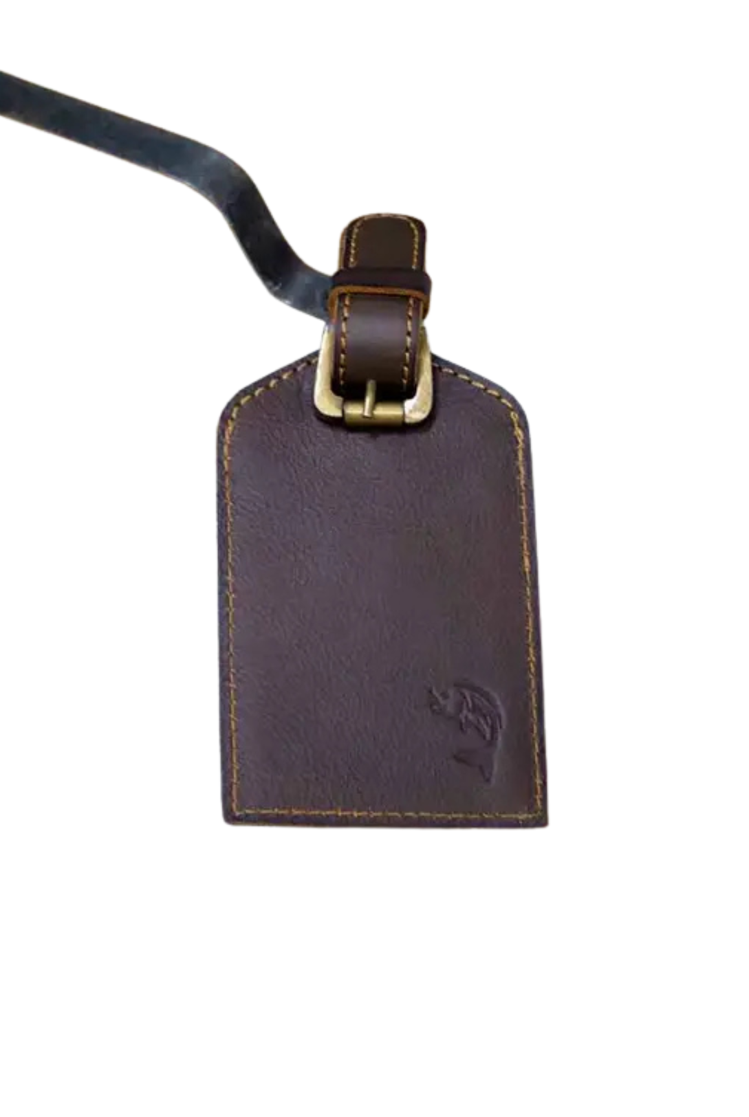 Fish Leather Embossed Luggage Tag Dark Brown
